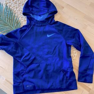 Nike dri-fit boys blue tonal dotted hoodie sweatshirt size large